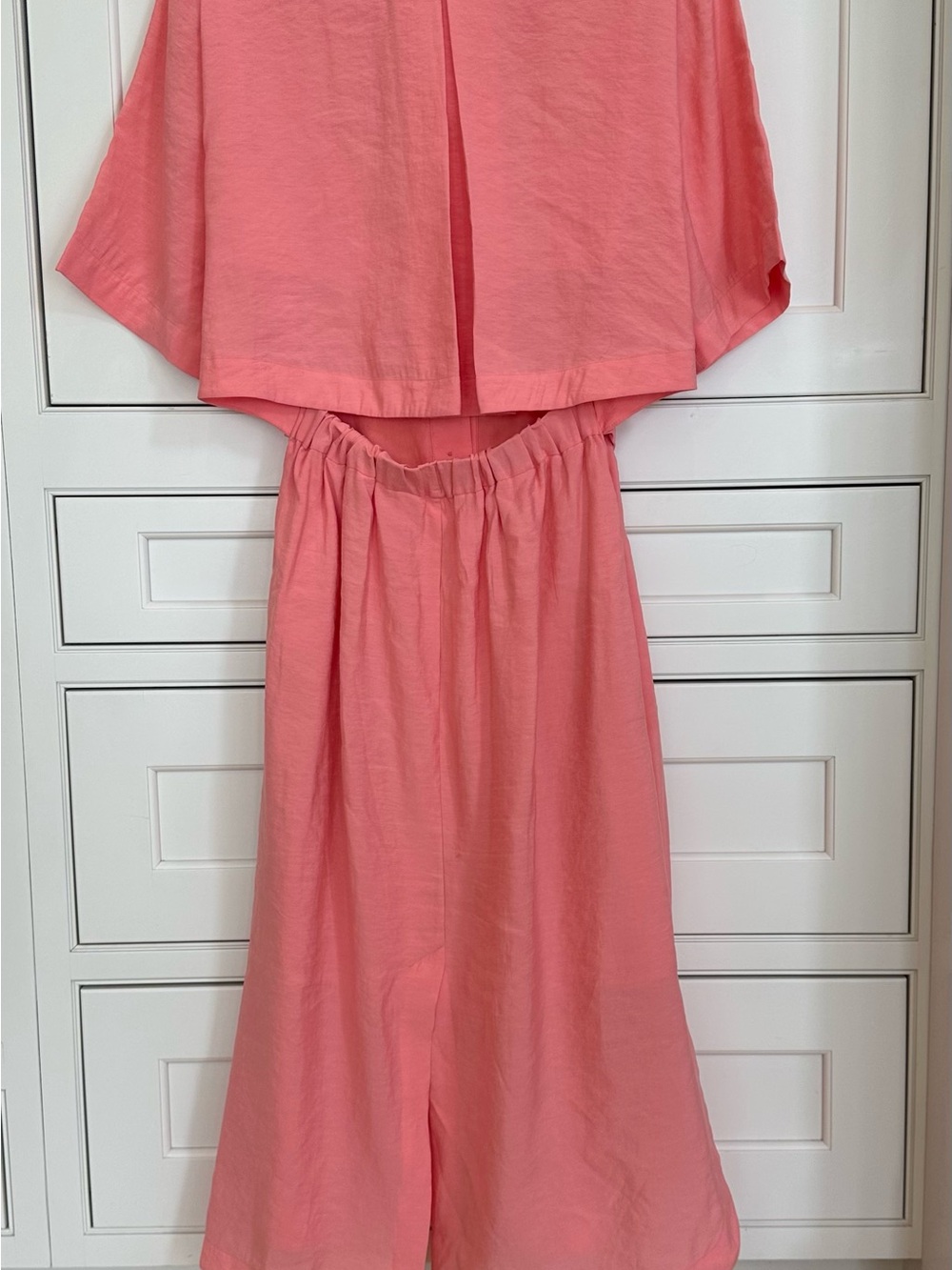 COS Pink Coral Midi Shirt Dress Tie Waist Minimalist Quiet Luxury size 8 - Picture 4 of 8